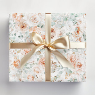 Akvarell Ros Blomma Eukalyptusblad Blommig Presentpapper