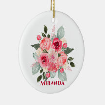 Akvarell Ros Blommig Ornament