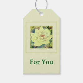 Akvarell Ros Blommig — Salvia & Elfenben Trädgård Presentetikett