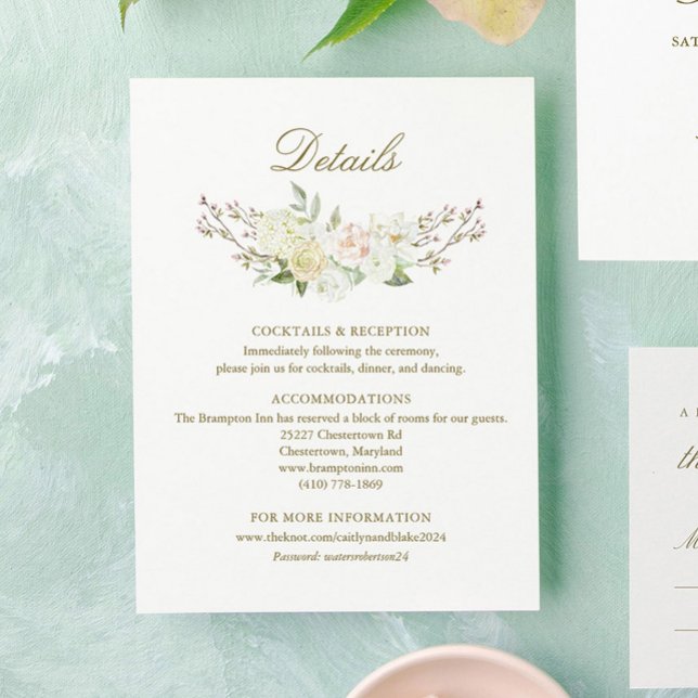 Akvarell Ros Hydrangea Detaljerkort Tilläggskort (Skapare uppladdad)