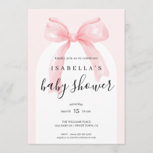 Akvarell Rosa Band Baby Shower Inbjudningar
