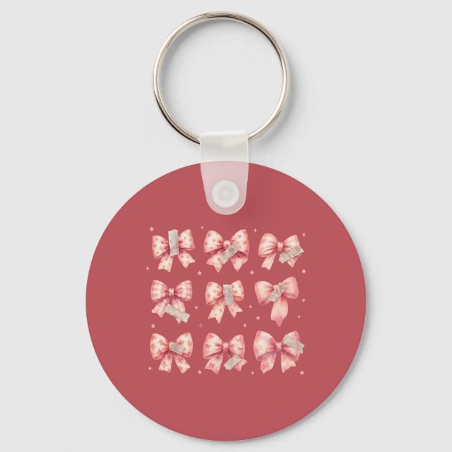 Akvarell Rosa Band Rosett Washi Tejp Kollektion Nyckelring (Framsida)