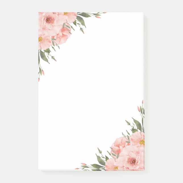 Akvarell Rosa Blomma Post-it Block (Framsida)