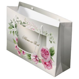 Akvarell Rosa Blommig Ram Blank Brons Elegant