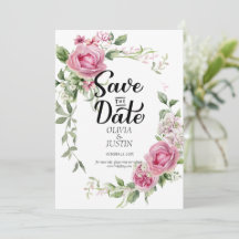 Akvarell Rosa Blommig Ram Bröllop