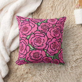 Akvarell Rosa Blommor Kudde