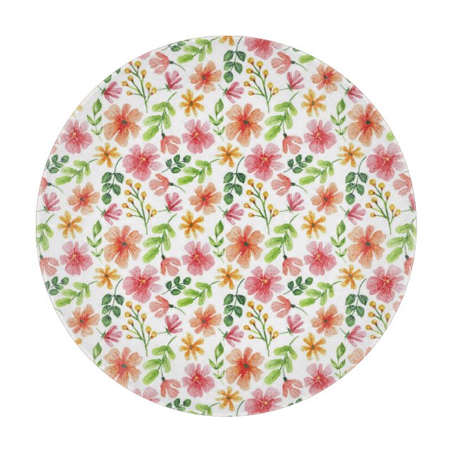 Akvarell Rosa Blommor Mönster (Framsidan)