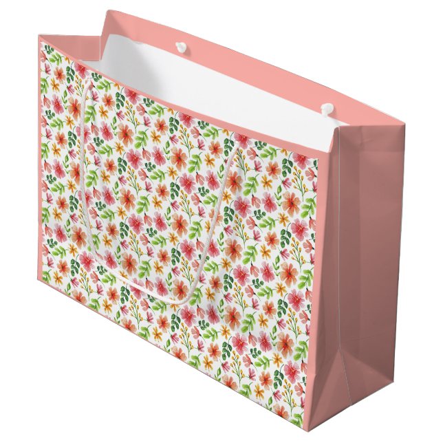 Akvarell Rosa Blommor Mönster (Framsidan Vinklad)
