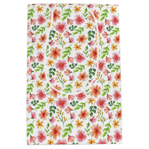 Akvarell Rosa Blommor Mönster