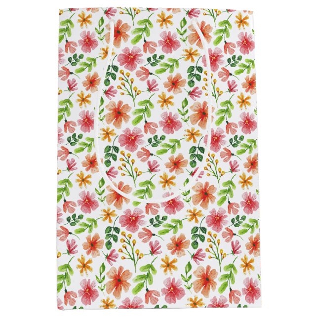 Akvarell Rosa Blommor Mönster (Framsidan)