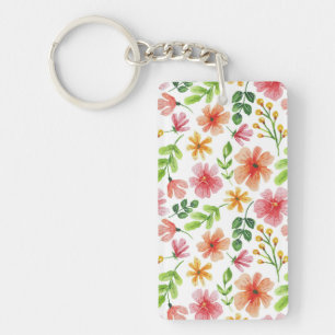 Akvarell Rosa Blommor Mönster