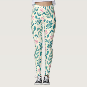akvarell rosa blommor mönster cool kvinna present leggings