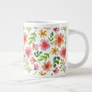 Akvarell Rosa Blommor Mönster Jumbo Mugg
