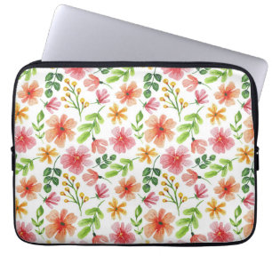 Akvarell Rosa Blommor Mönster Laptop Fodral