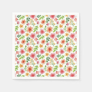 Akvarell Rosa Blommor Mönster Pappersservett