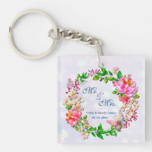 Akvarell Rosa Blommor och Fjäril Vår Kastthrow