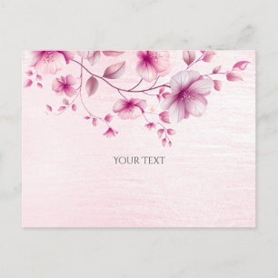 Akvarell Rosa Blommor Postkort Vykort