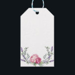 Akvarell rosa blommor rosa peonior rosa rosor presentetikett<br><div class="desc">En elegant och vintage design med eukalyptus och lavendel målad i romantisk akvarell.</div>