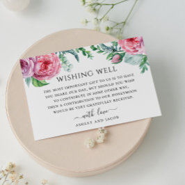Akvarell rosa boho blomsterbröllop önskebrunn tilläggskort