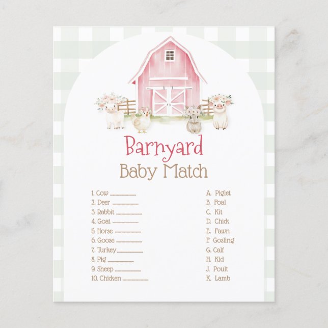 Akvarell Rosa Bondgårdsdjur Baby Shower Lek Flygblad (Framsidan)