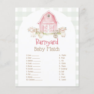 Akvarell Rosa Bondgårdsdjur Baby Shower Lek Flygblad