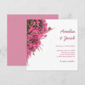 Akvarell Rosa Bougainvillea Romantisk Bröllop Inbjudningar