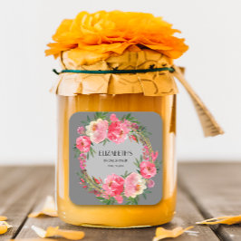 Akvarell Rosa Bröllopsdusch Fyrkantigt Klistermärke