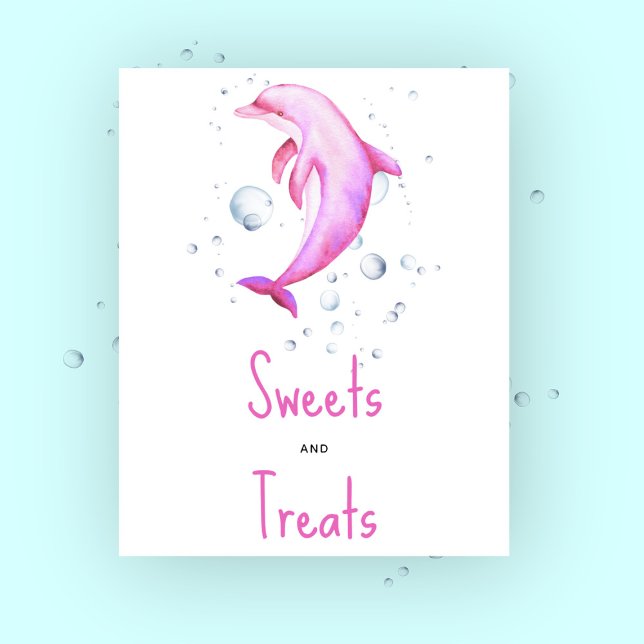 Akvarell rosa delfin - godsaker och läckerheter poster (Skapare uppladdad)