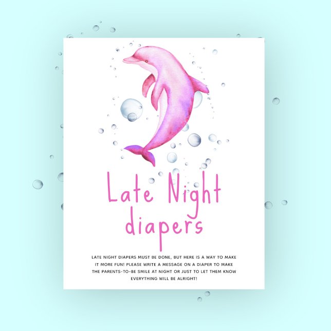 Akvarell rosa delfin - Sängvätning på natten Poster (Skapare uppladdad)