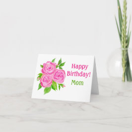 Akvarell Rosa Engelska Rosor Grattis på Födelsedag Kort