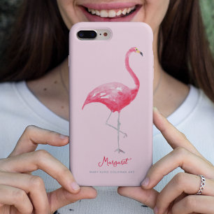 Akvarell Rosa Flamingo Tropisk Regnskog Fågel