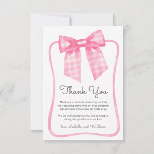 Akvarell Rosa Ginghamsling Baby Shower Tack Kort