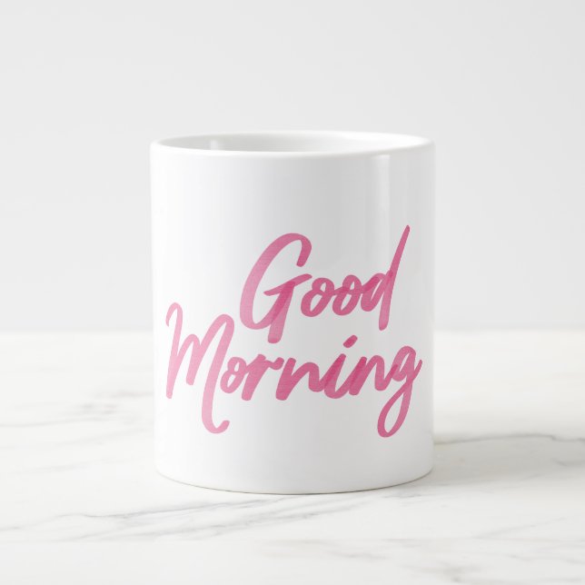 Akvarell rosa "God Morgon"  Klassisk Mugg Jumbo Mugg (Framsidan)