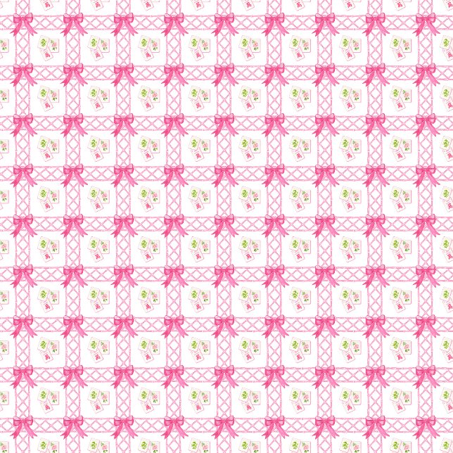 Akvarell Rosa & Grön Bow Mahjong Presentpapper (Skapare uppladdad)