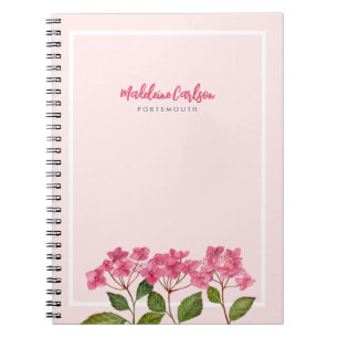 Akvarell Rosa Hydrangea Lacecaps Illustration Anteckningsbok