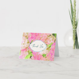 Akvarell Rosa Hydrangea Trädgård Bröllopsmonogram Tack Kort