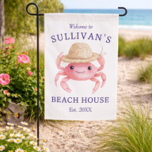 Akvarell Rosa Krabba Strandhus Kuststuga