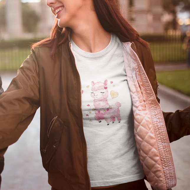 Akvarell Rosa Lama T Shirt (Skapare uppladdad)