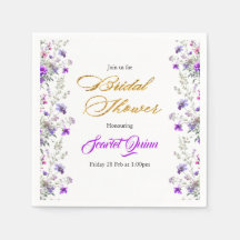 Akvarell rosa-lila vildblomma bröllopsdusch