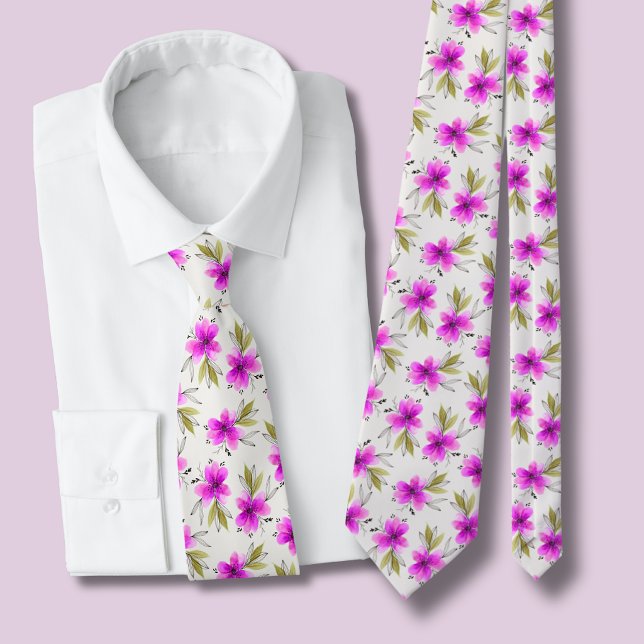 Akvarell rosa lilja blom- slips (pink lily watercolor floral tie)