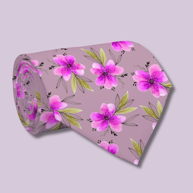 Akvarell rosa lilja blommande dämpad rosa slips (pink lily watercolor floral dusky pink tie)