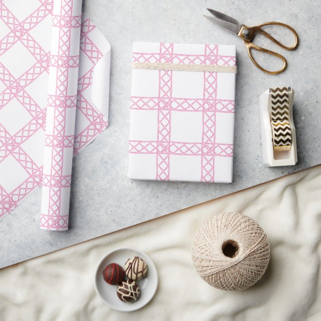 Akvarell Rosa och Vit Bambu Presentpapper (Hantverk)