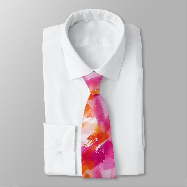 Akvarell Rosa Orange Abstrakt Slips (Bunden)