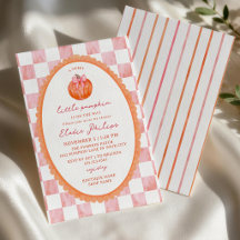 Akvarell Rosa Orange Liten Pumpa Flicka Bebis