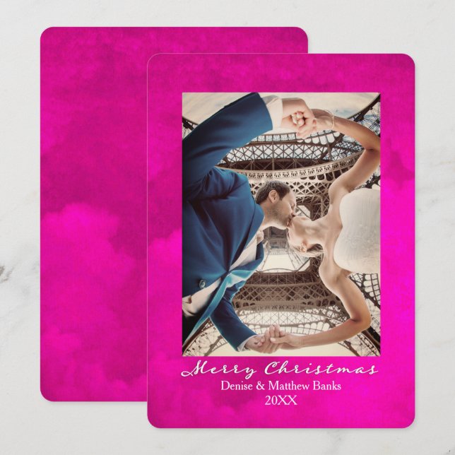 Akvarell Rosa Påfågel Elegant Julkort Inbjudningar (Fram/baksida)