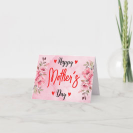 Akvarell Rosa Ros Blomma Konstnärlig Mors Dag Kort