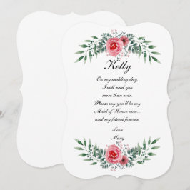 Akvarell Rosa Ros Grönska Lövbrudnäbb Inbjudningar