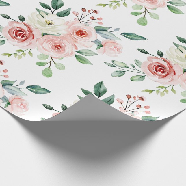 Akvarell Rosa Ros Inpackningspapper Presentpapper (Hörn)