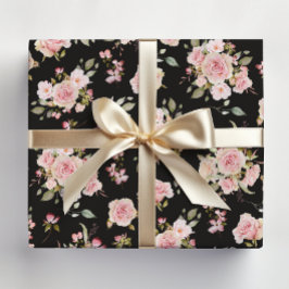 Akvarell Rosa Rosblommor Blommönster Presentpapper