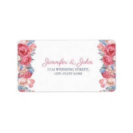 Akvarell Rosa Rosor Chic Bröllops Returadress Adressetikett
